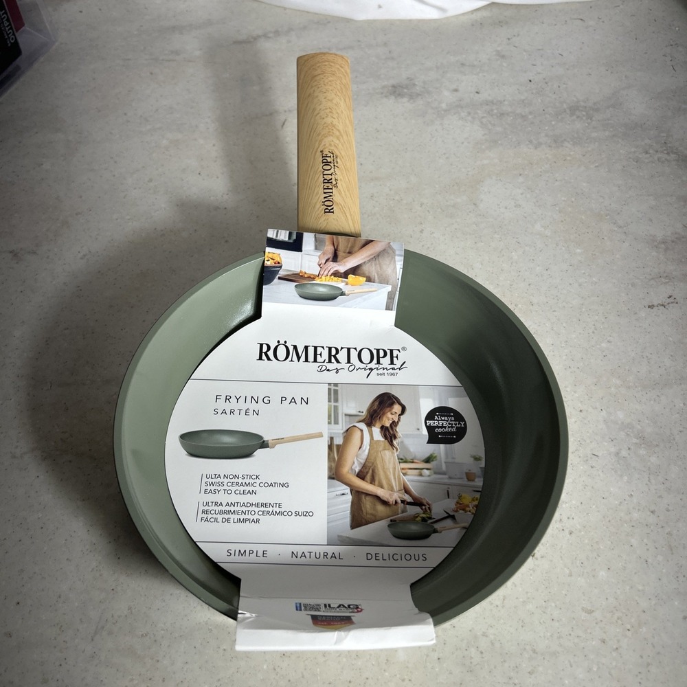 NEW! Romertopf Frying Pan Olive Green-Ergonomic Handle/Kitchen/Cooking/Modern